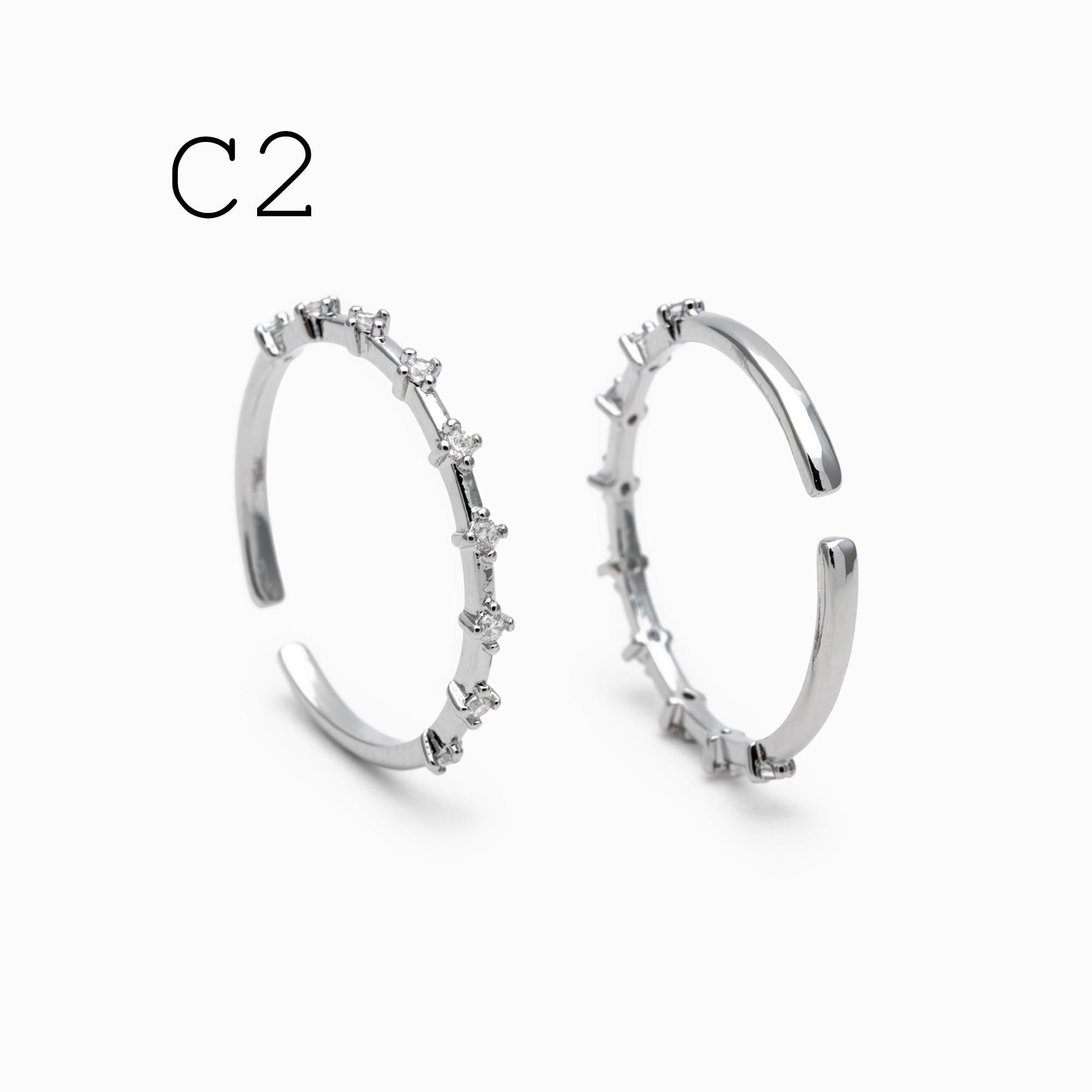 4pcs CZ Pave Finger Ring, Gold/ Rhodium plated Brass, Gift for Her, Stackable Ring, Minimalist Ring(#GB-4687)